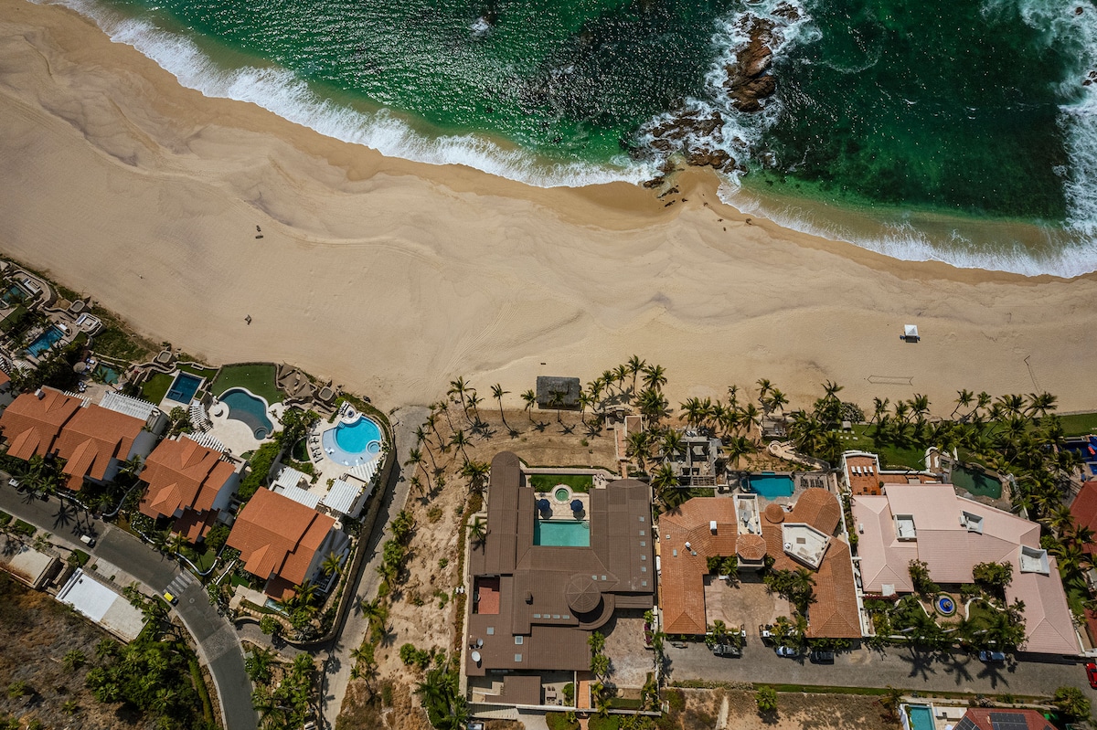 Aerial beach and ocean view near Villa Tortuga, Punta Bella, Los Cabos.