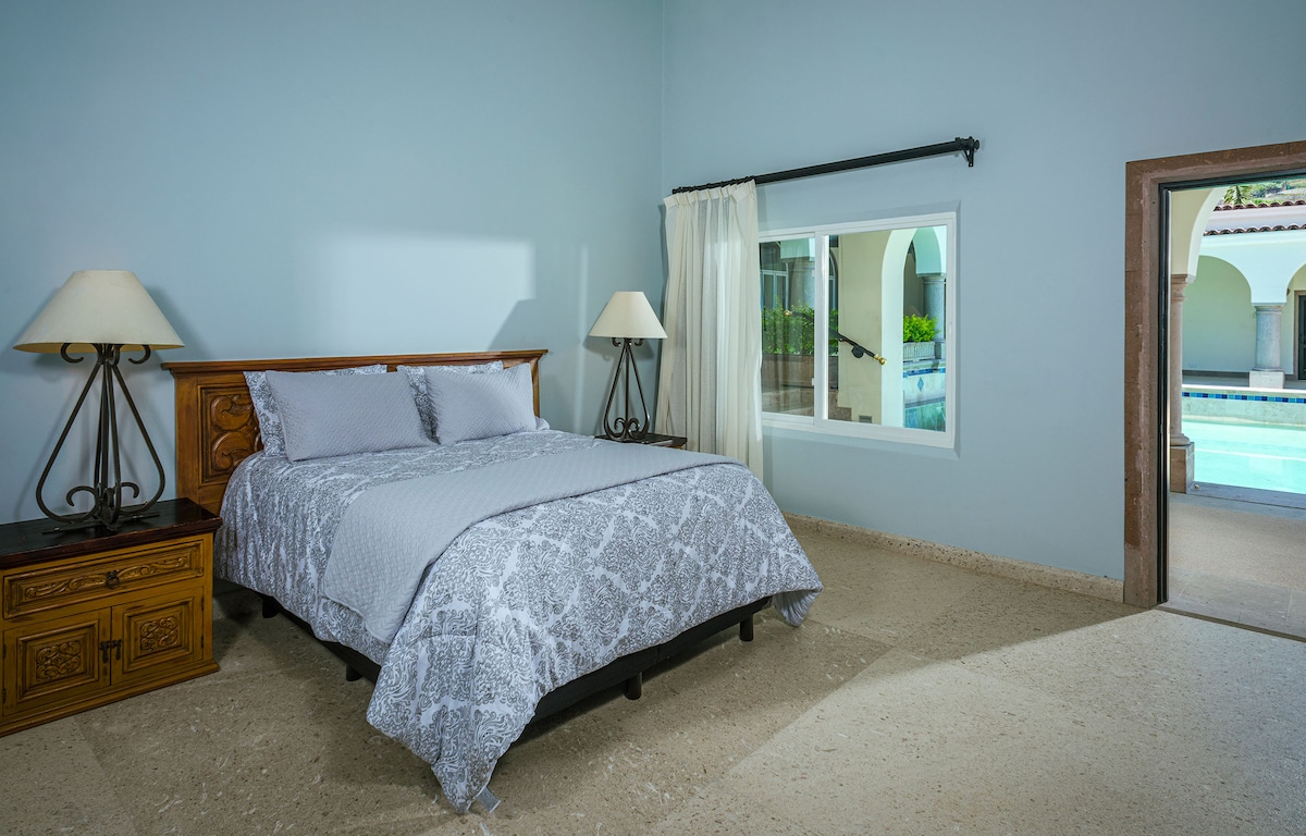 Bedroom at Villa Tortuga, a beachfront villa in Punta Bella, Los Cabos.