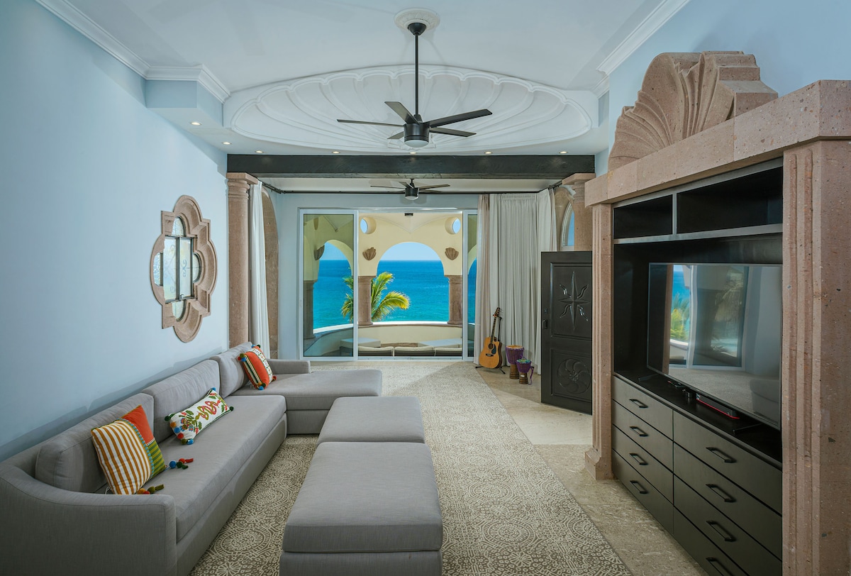 Bedroom at Villa Tortuga, a beachfront villa in Punta Bella, Los Cabos.